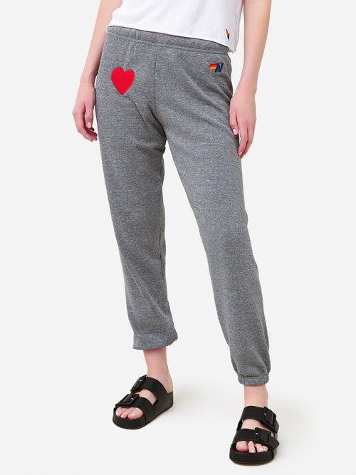 Aviator Nation Women's Heart Embroidery Sweatpant