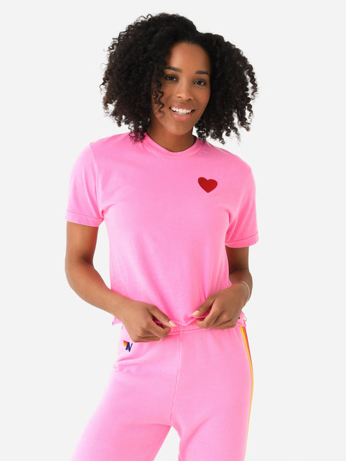 Aviator Nation Women's Heart Embroidery Boyfriend Tee