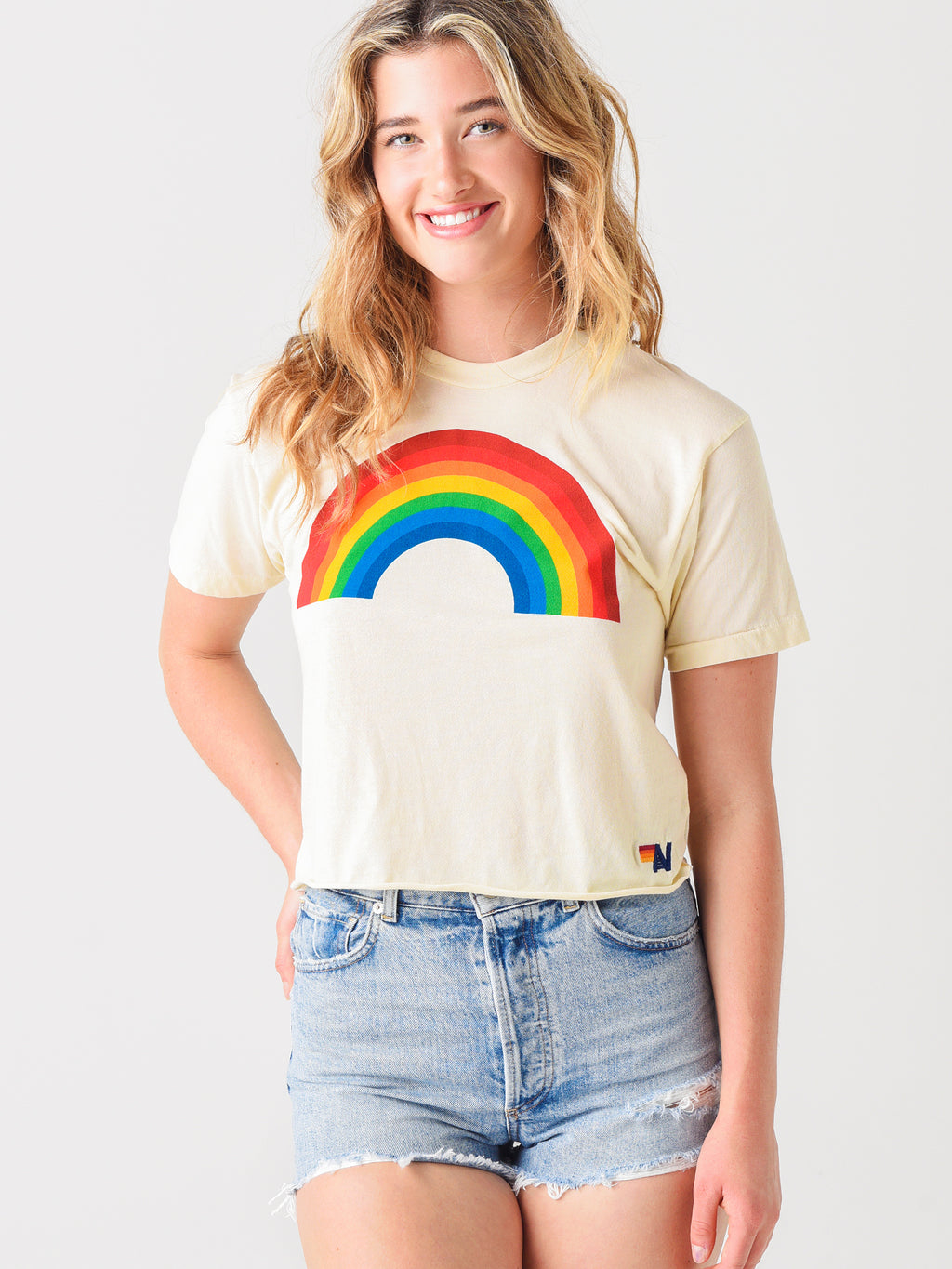 Aviator Nation Women's Big Rainbow Boyfriend Tee - Saint Bernard