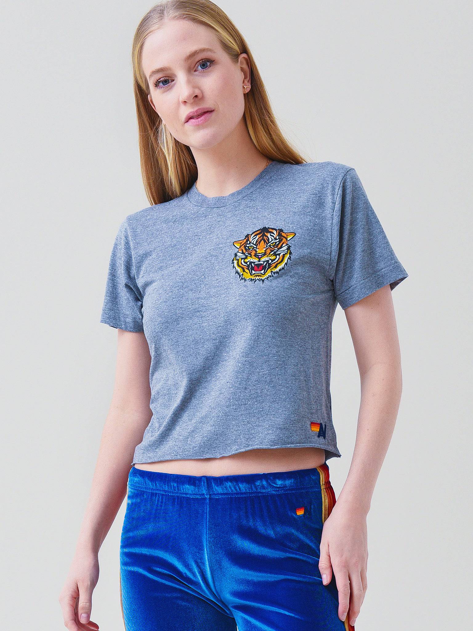 Aviator Nation Women's Tiger Print Boyfriend Tee - Saint Bernard