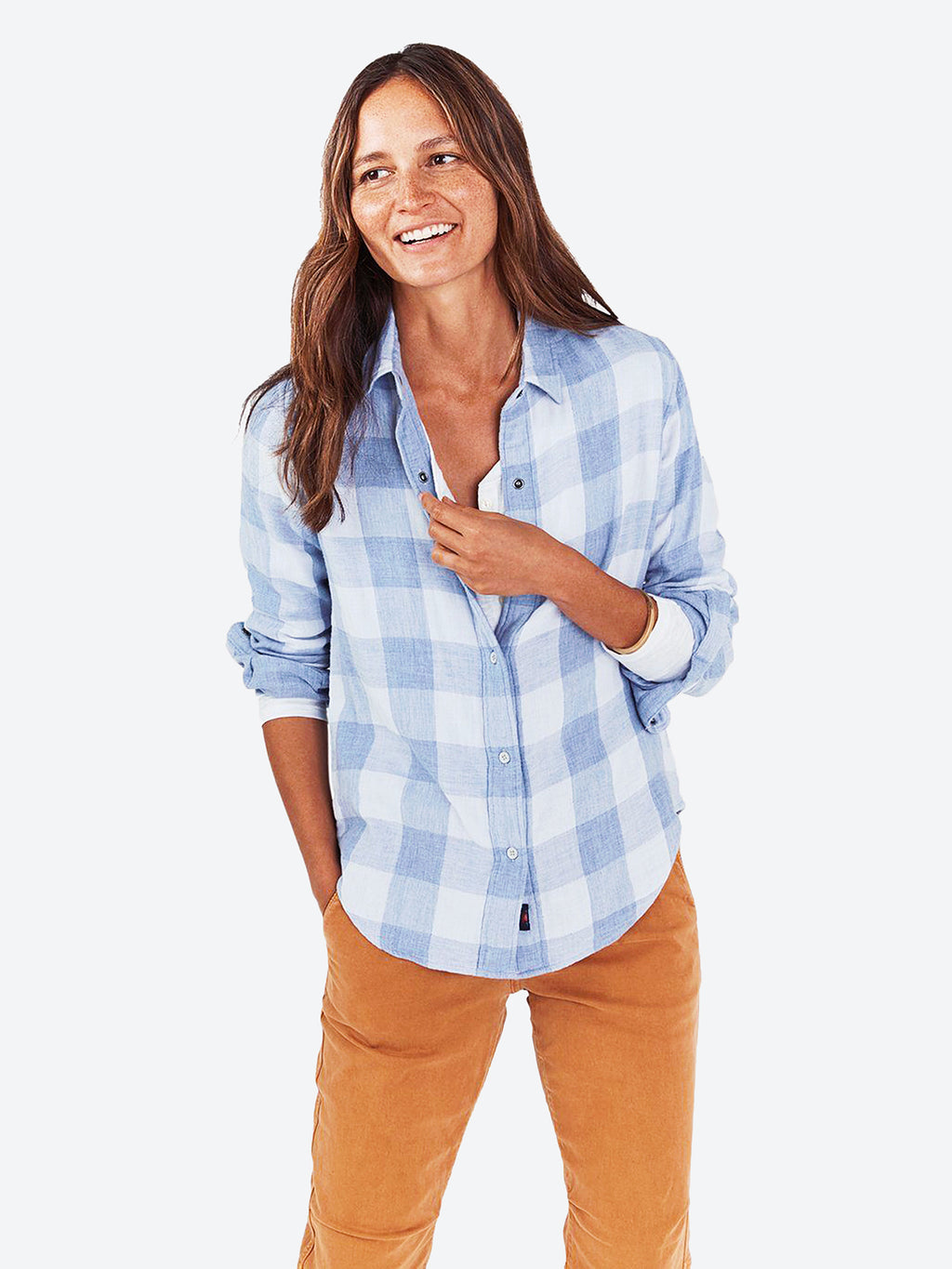 Faherty Brand Women's Belmar Soft Twill Organic Cotton Reversible Shirt - Saint Bernard