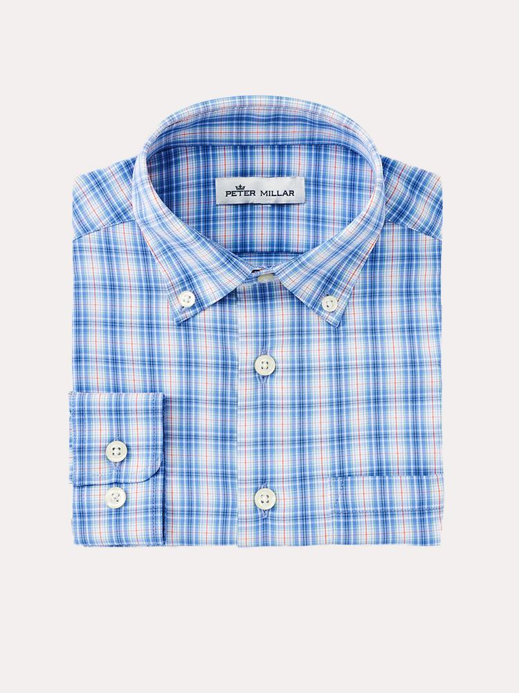 Peter Millar Boys' Pikes Performance Tattersall Woven - Saint Bernard