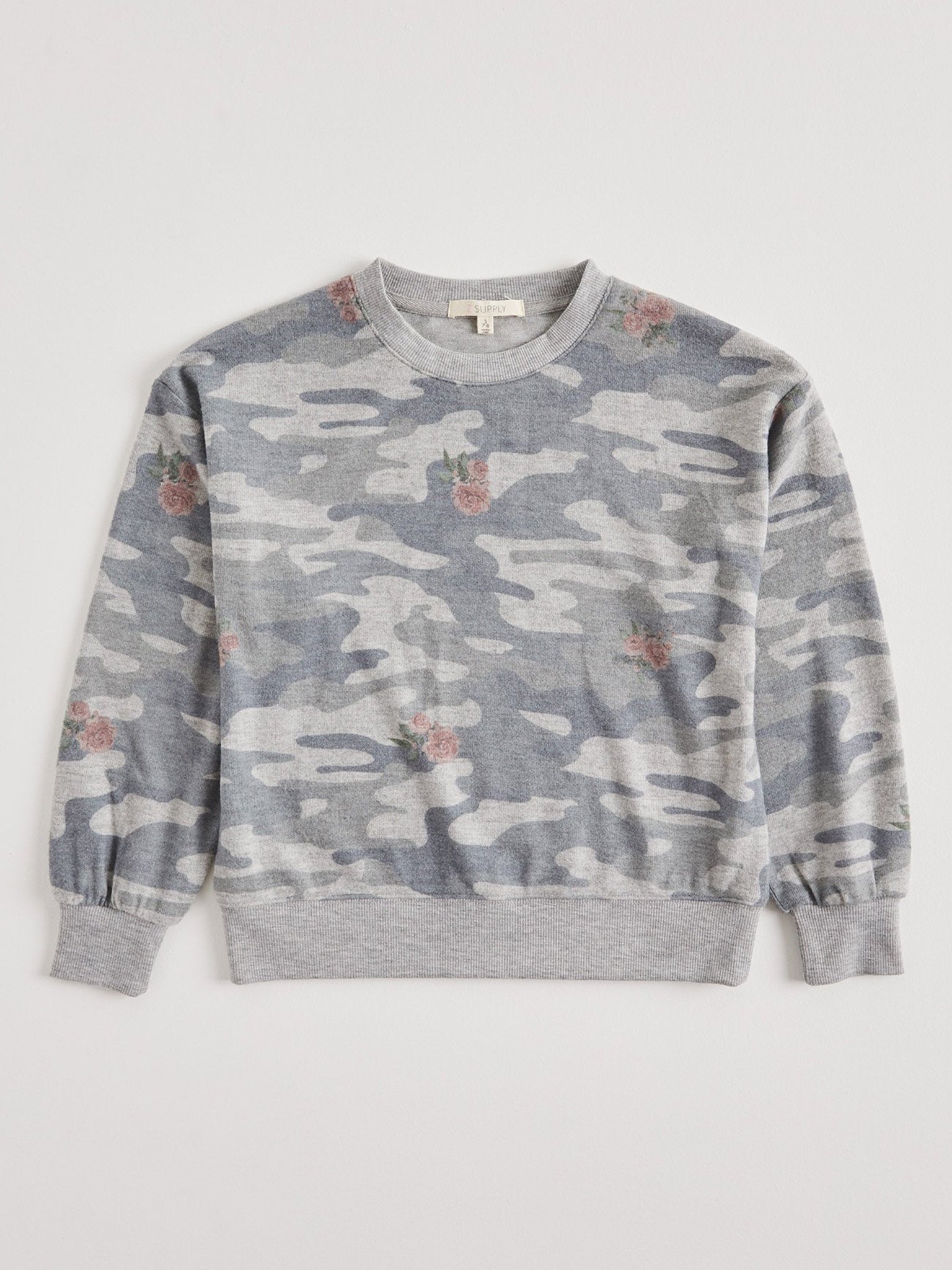 Z Supply Girls' Audrey Rose Camo Sweatshirt - Saint Bernard