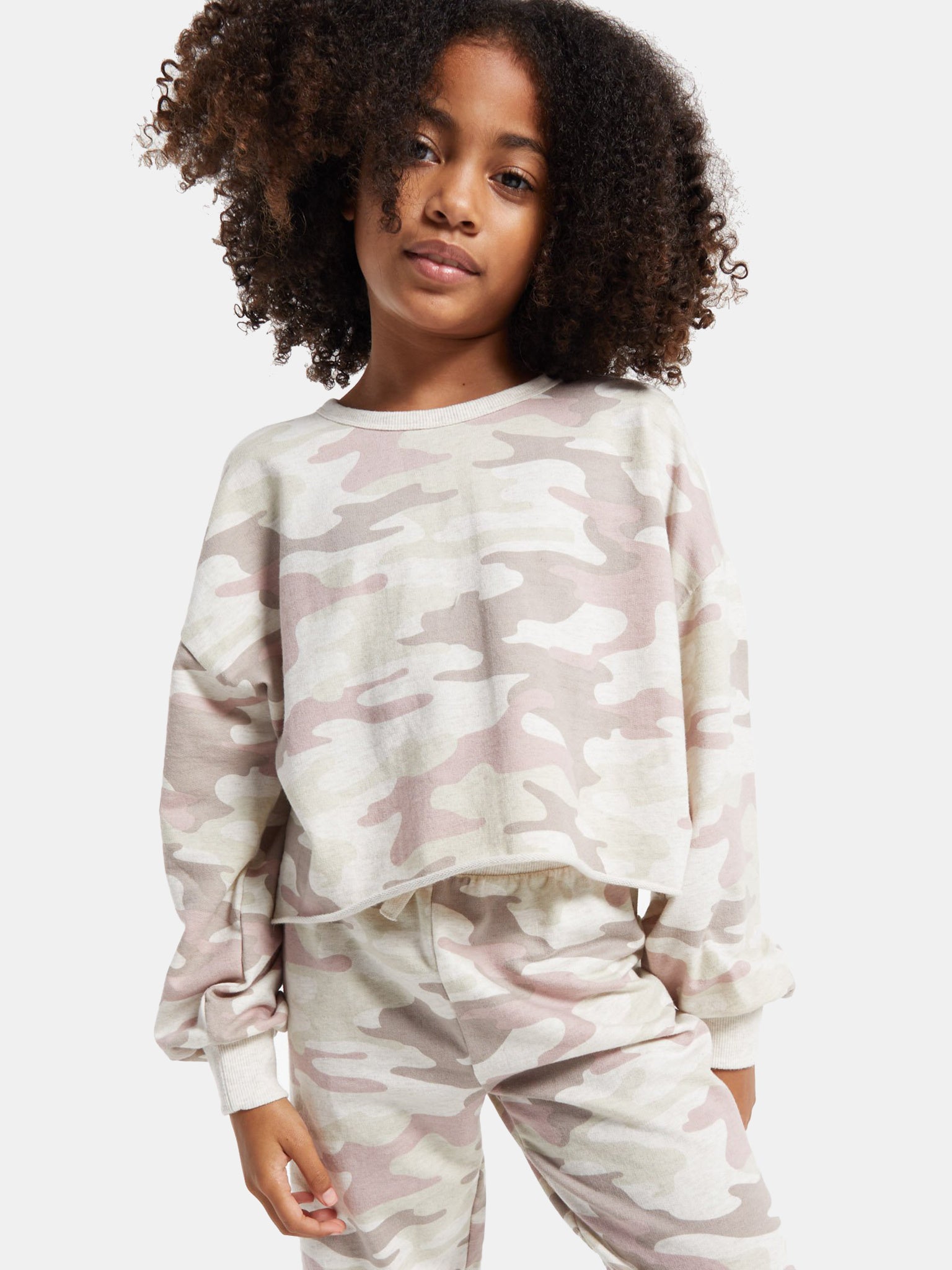 Z Supply Girls' Mayori Camo Long Sleeve Top - Saint Bernard