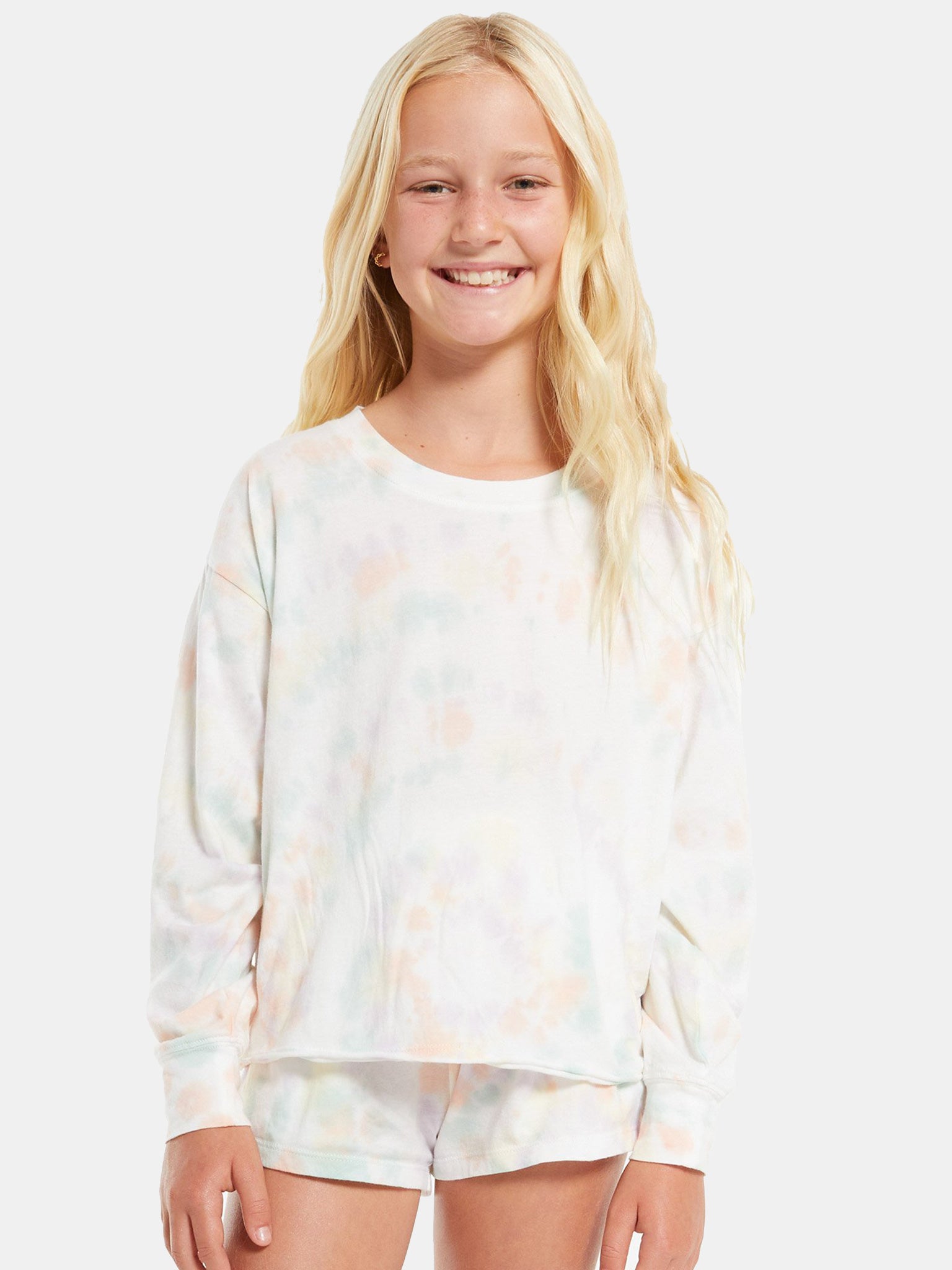 Z Supply Girls' Kaiya Tie Dye Long Sleeve Top - Saint Bernard