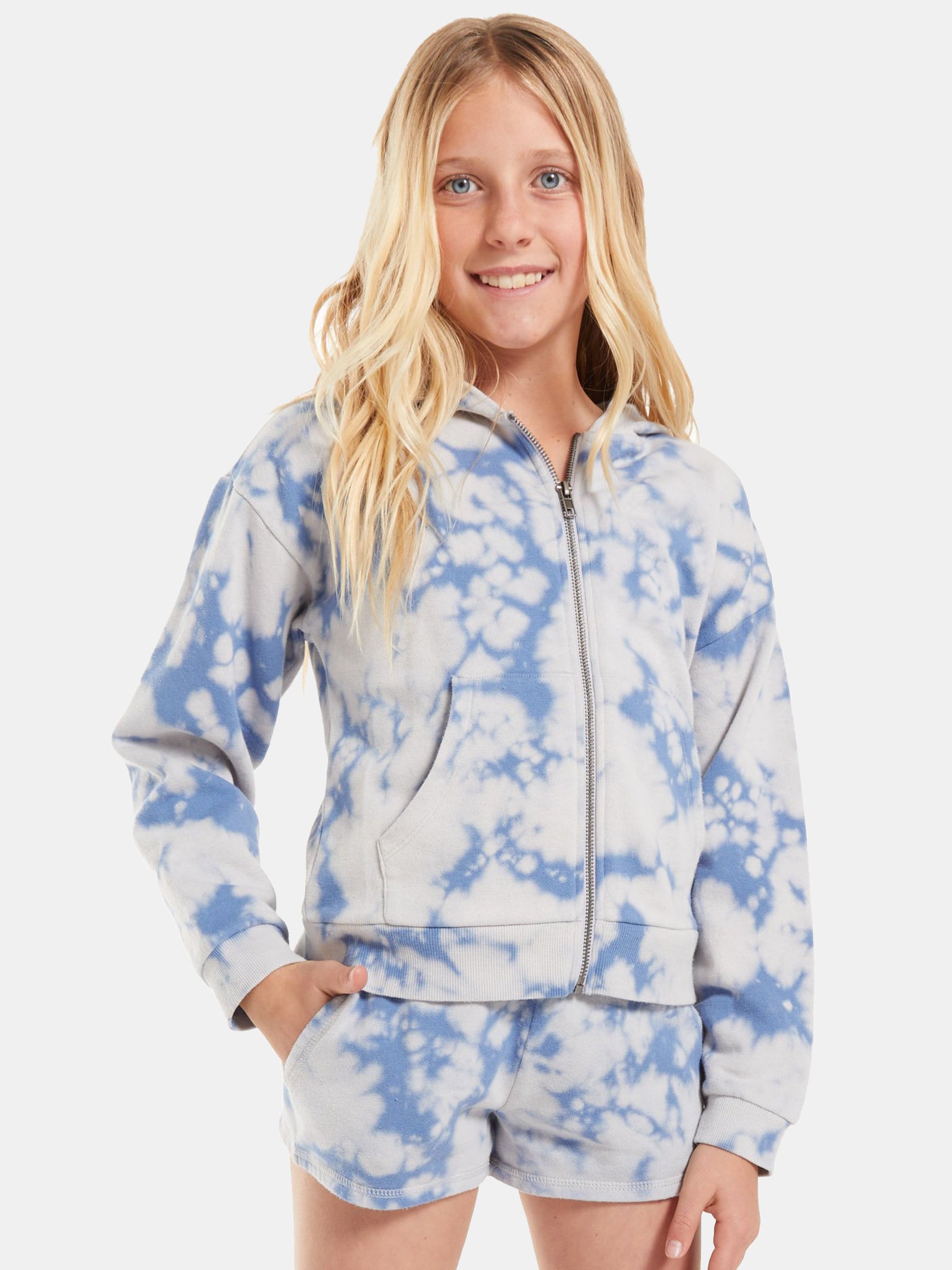 Z Supply Girls' Hearts Full Tie-Dye Hoodie - Saint Bernard