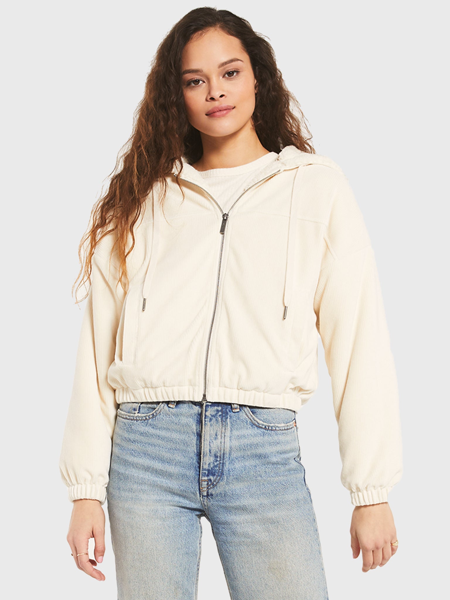 Z Supply Women's Camille Cord Bomber Jacket - Saint Bernard