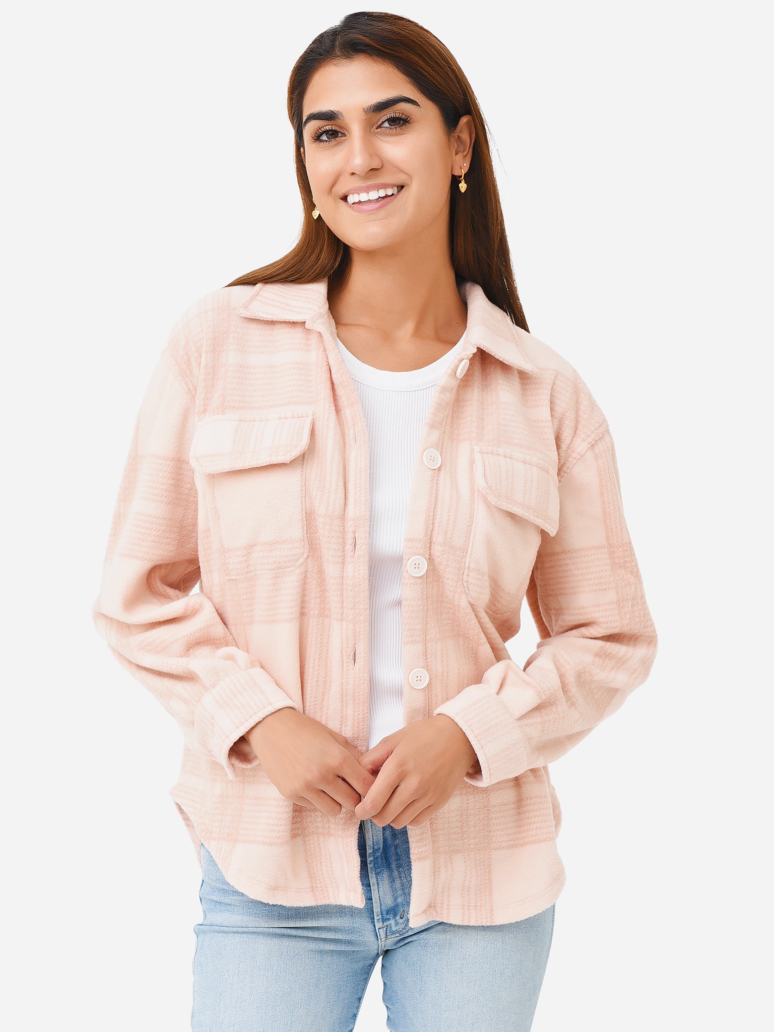 Z Supply Women's Tucker Fleece Plaid Shirt Jacket - Saint Bernard