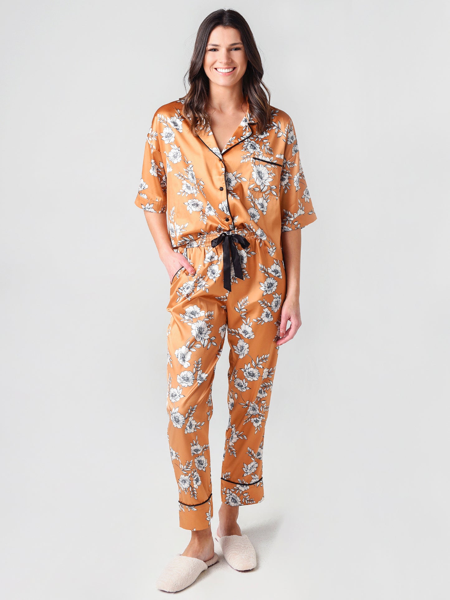 Z Supply Women's Jolie Floral Satin Pajama Set - Saint Bernard