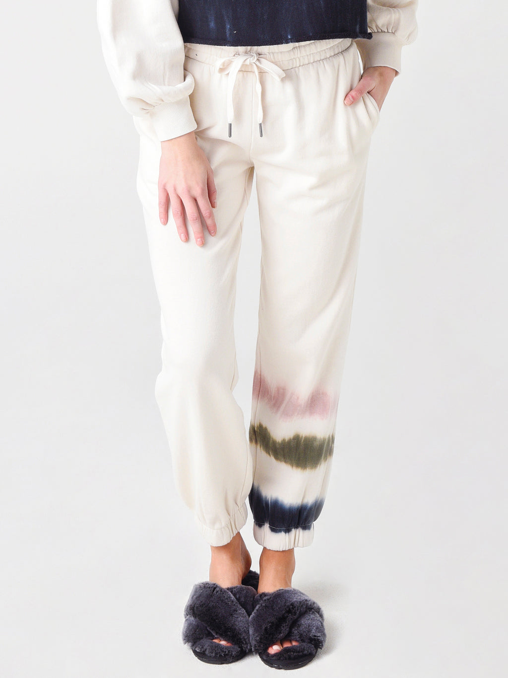 Z Supply Women's Selene Stripe Tie-Dye Fleece Jogger - Saint Bernard
