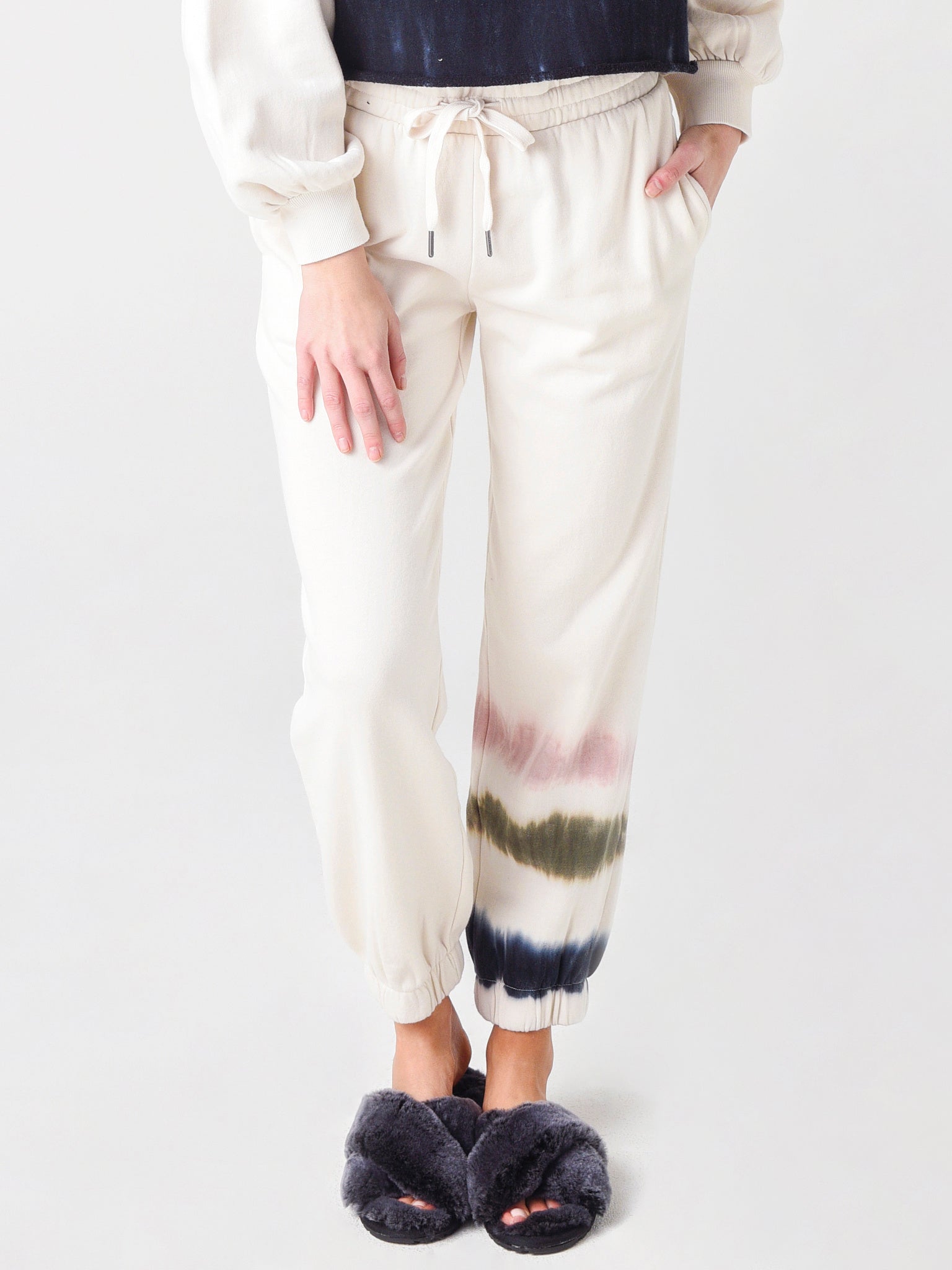 Z Supply Women's Selene Stripe Tie-Dye Fleece Jogger - Saint Bernard