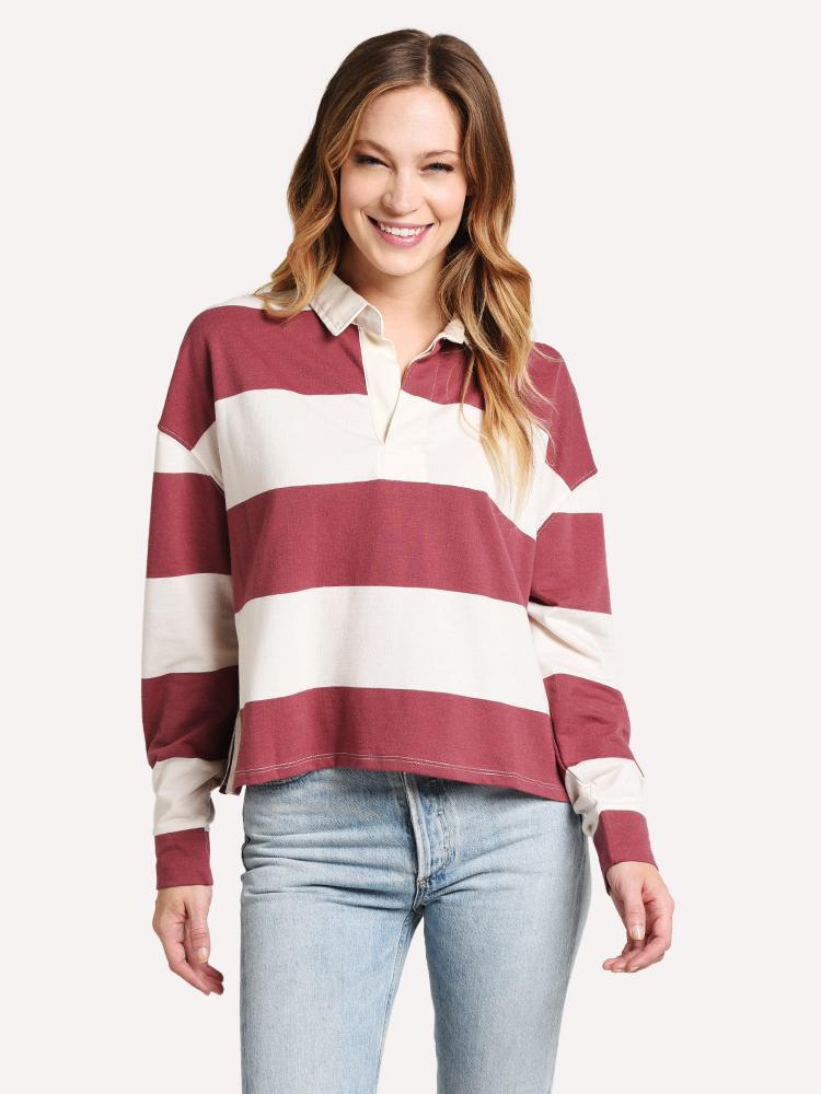 Women’s Z Supply The Rugby Stripe Collared Shirt - Saint Bernard