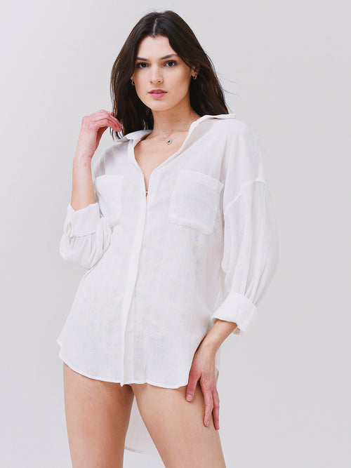 Z Supply Women's Lalo Gauze Button Up Top