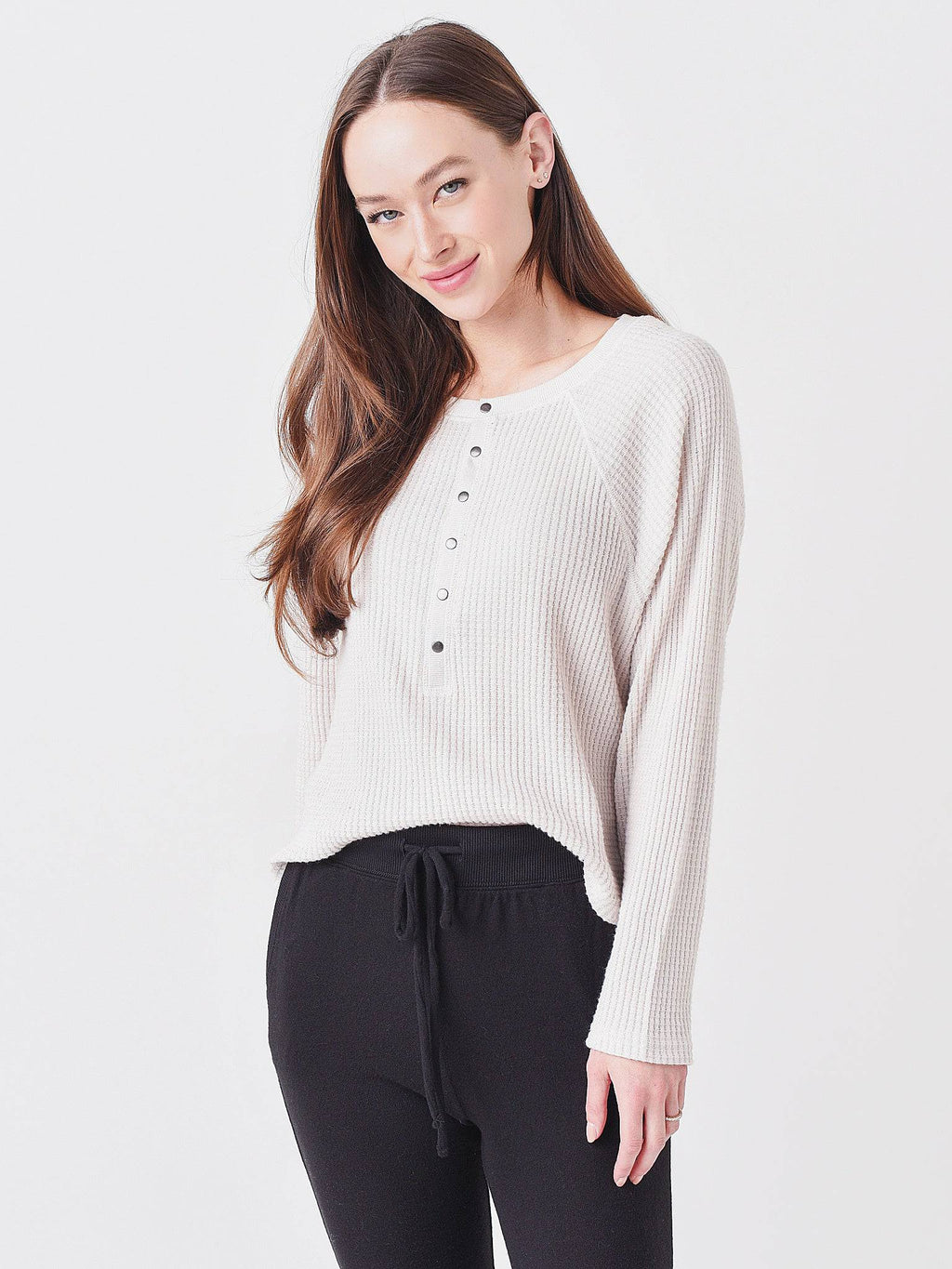 Z Supply Women's Devon Brushed Waffle Henley - Saint Bernard