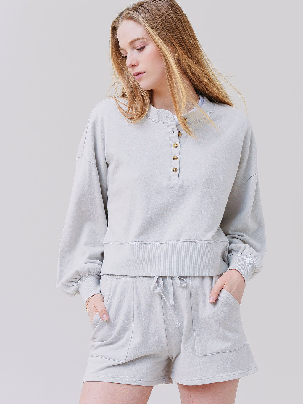 Z Supply Women's Hana Henley Sweatshirt - Saint Bernard