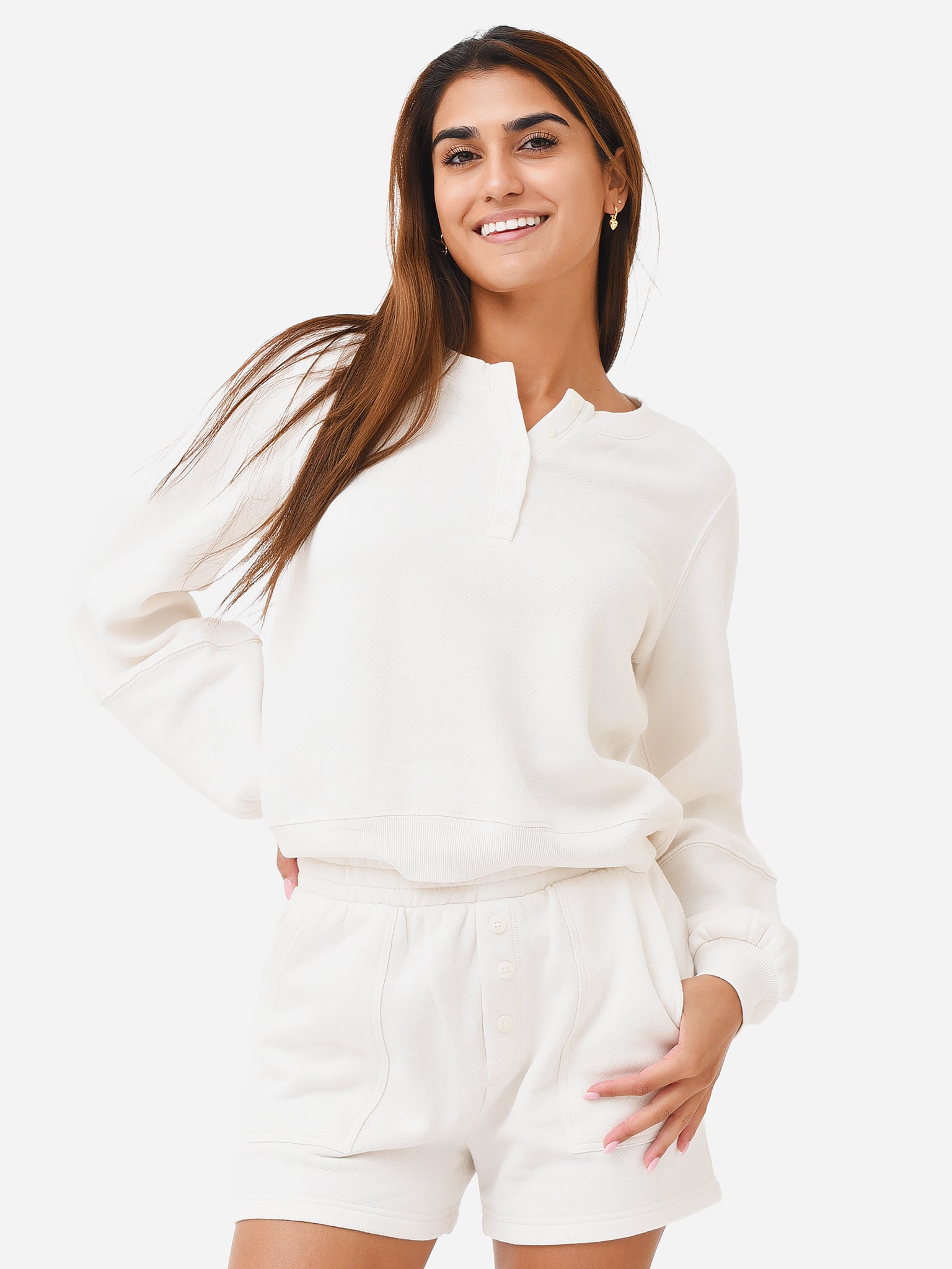 Z Supply Women's Beverly Long Sleeve Henley Top - Saint Bernard