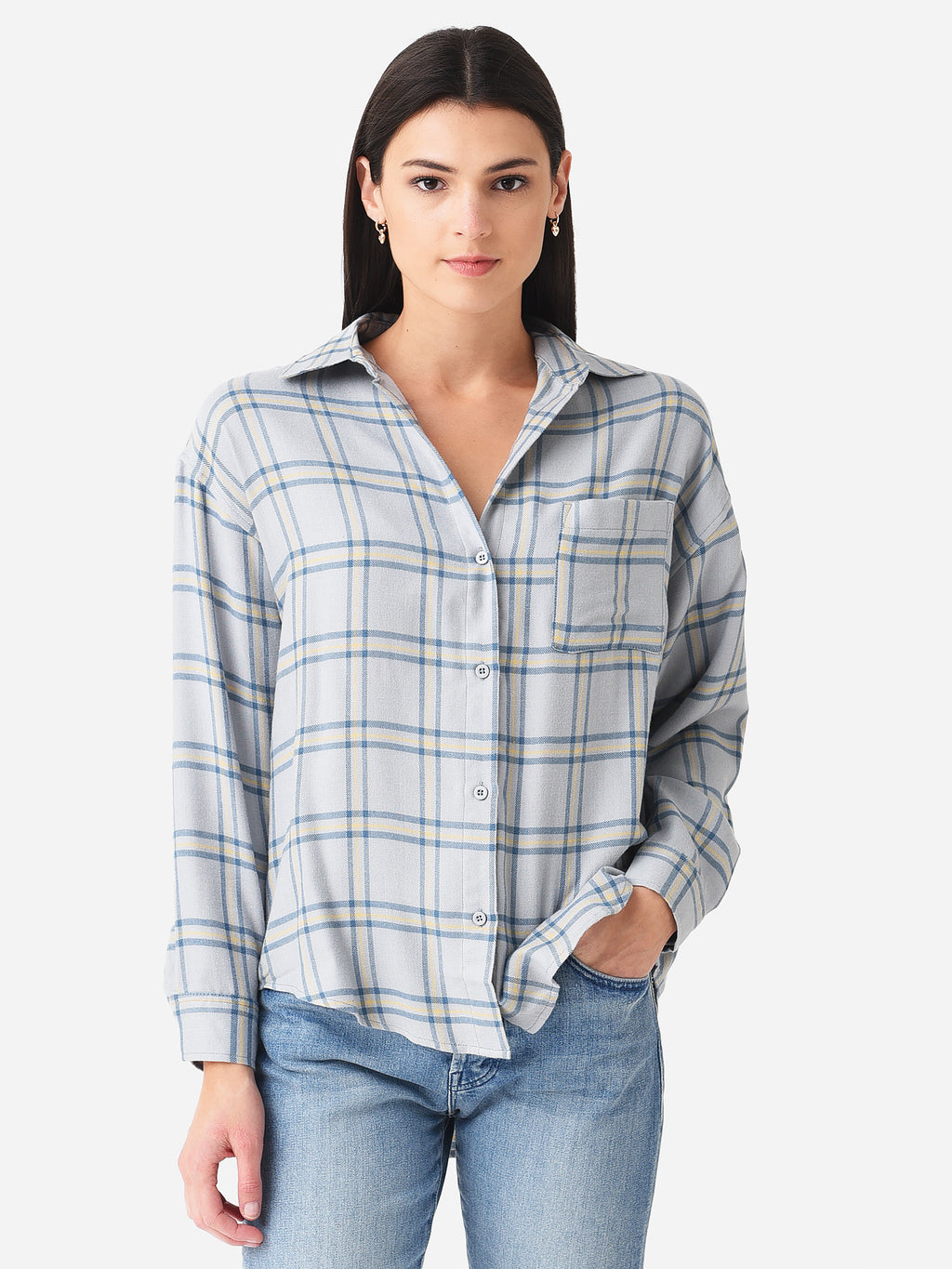 Z Supply Women's Hawk Plaid Button-Down Top - Saint Bernard