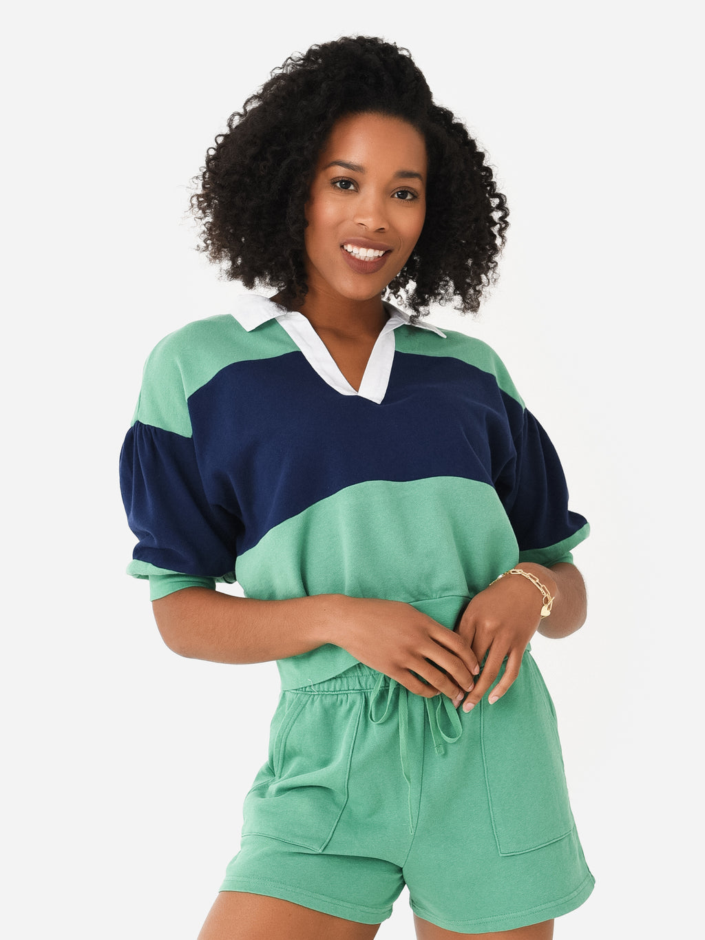 Z Supply Women's Rugby Short Sleeve Sweatshirt - Saint Bernard