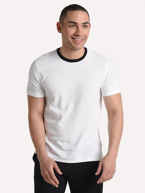 ATM Men's Pique Ringer Crew Neck Tee