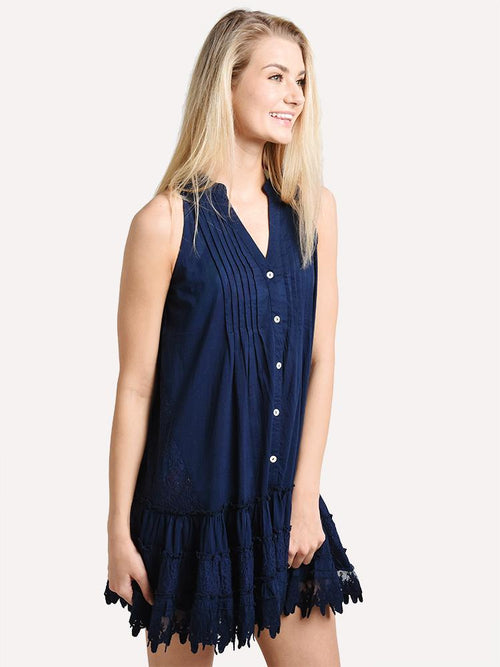 Amita Naithani Sunny Isles Pintuck Lace Tunic