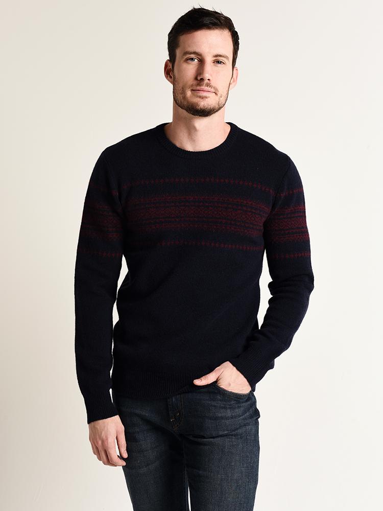 Hartford Bicolor Jacquard Crew Pullover - Saint Bernard