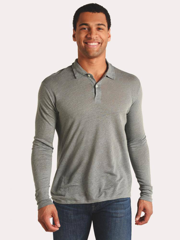 Hartford Linen Polo Long Sleeve Knitted Polo - Saint Bernard
