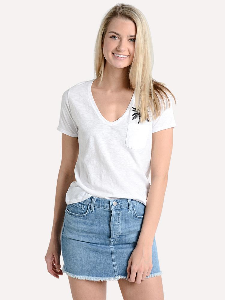 Hartford Women's Thierry Palm Tree Embroidered Tee - Saint Bernard