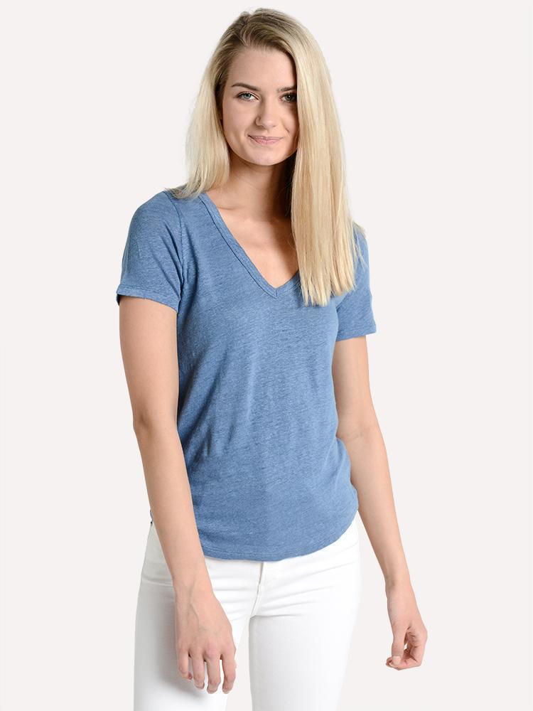 Hartford Women's V-Neck Linen Jersey Tee - Saint Bernard