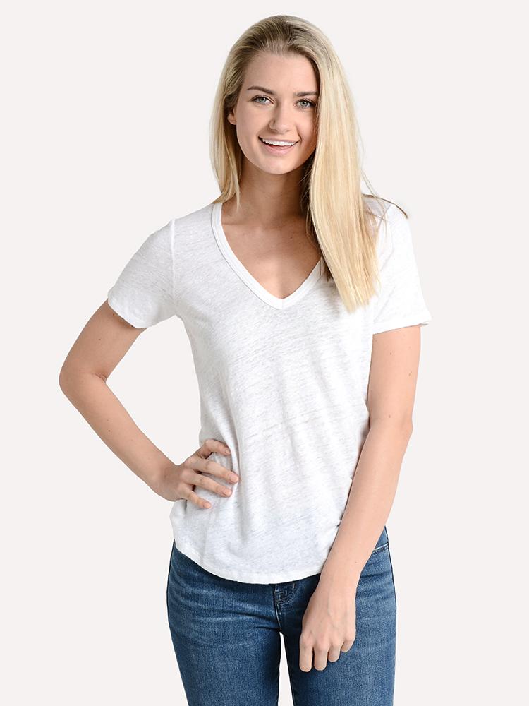 Hartford Women's V-Neck Linen Jersey Tee - Saint Bernard