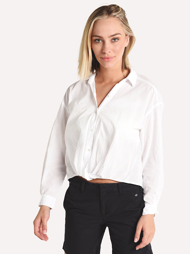 Velvet Astrid Cotton Button Up Twist Shirt - Saint Bernard