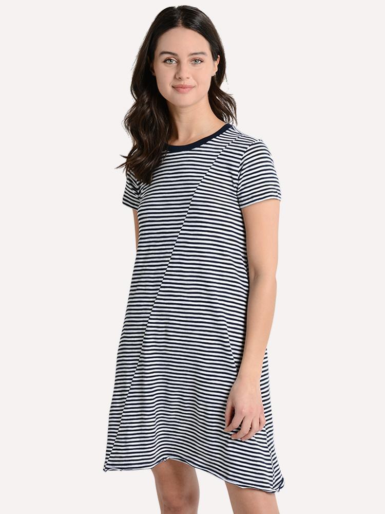 ATM  Stripe Jersey Short Sleeve Dress - Saint Bernard