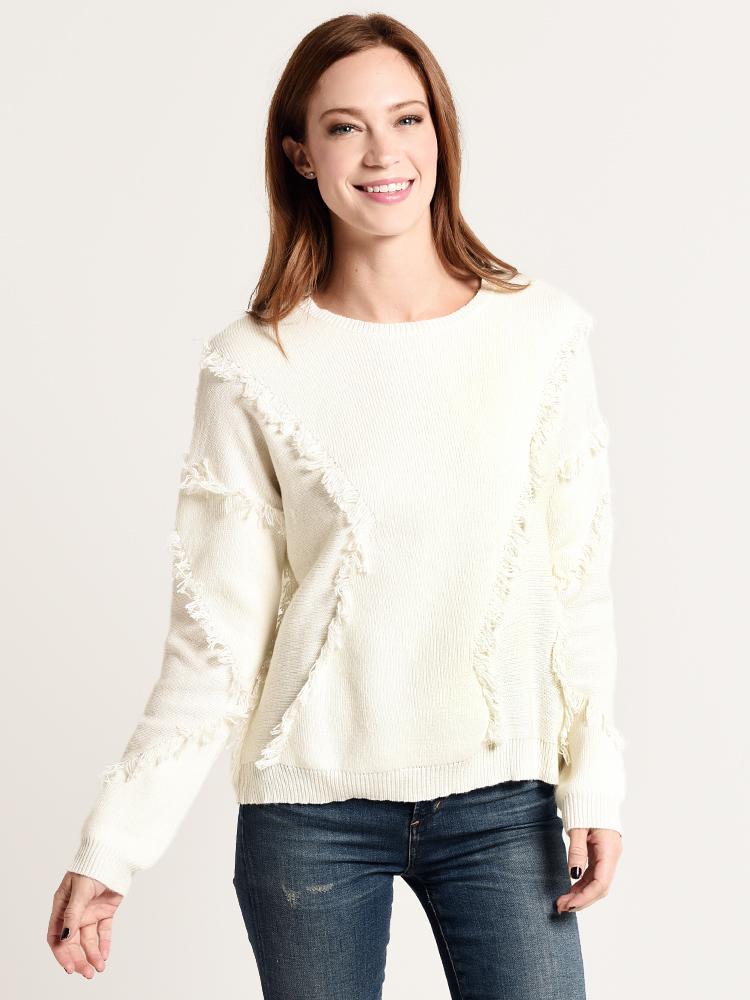 ATM Merino Wool Fringe Sweater - Saint Bernard