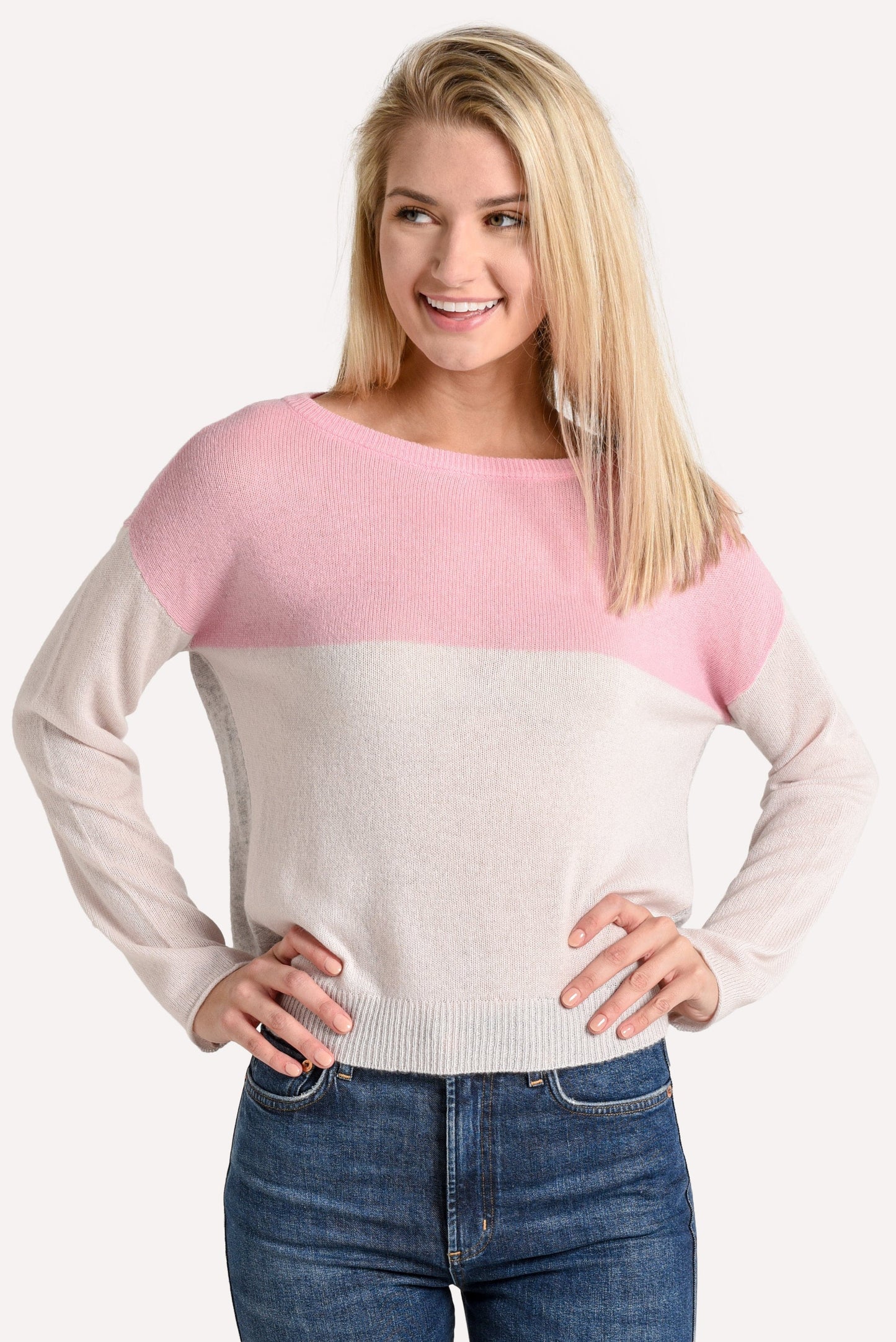 ATM Colorblock Cashmere Sweater - Saint Bernard
