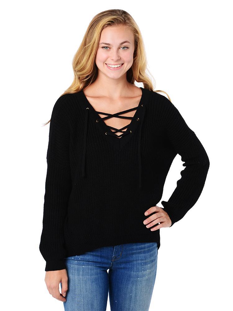 Fate Lace Up Pullover Sweater - Saint Bernard