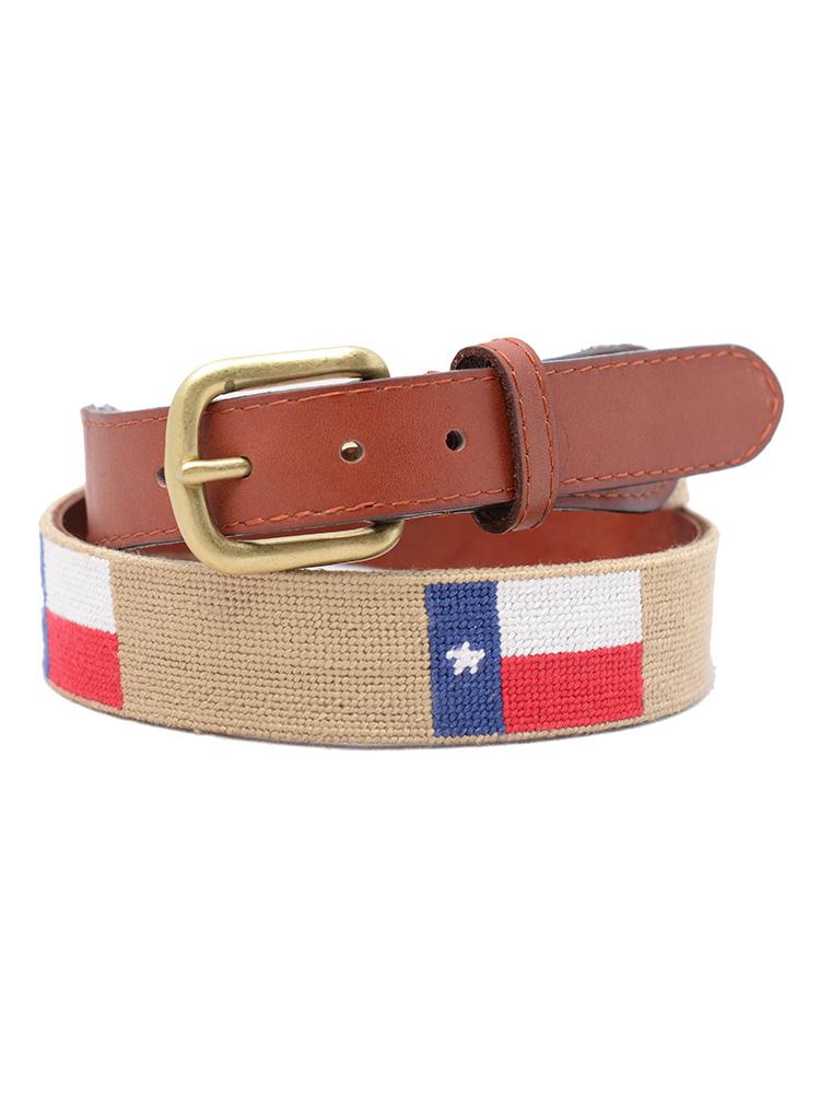 Smathers & Branson Texas Flag Needlepoint Belt - Saint Bernard