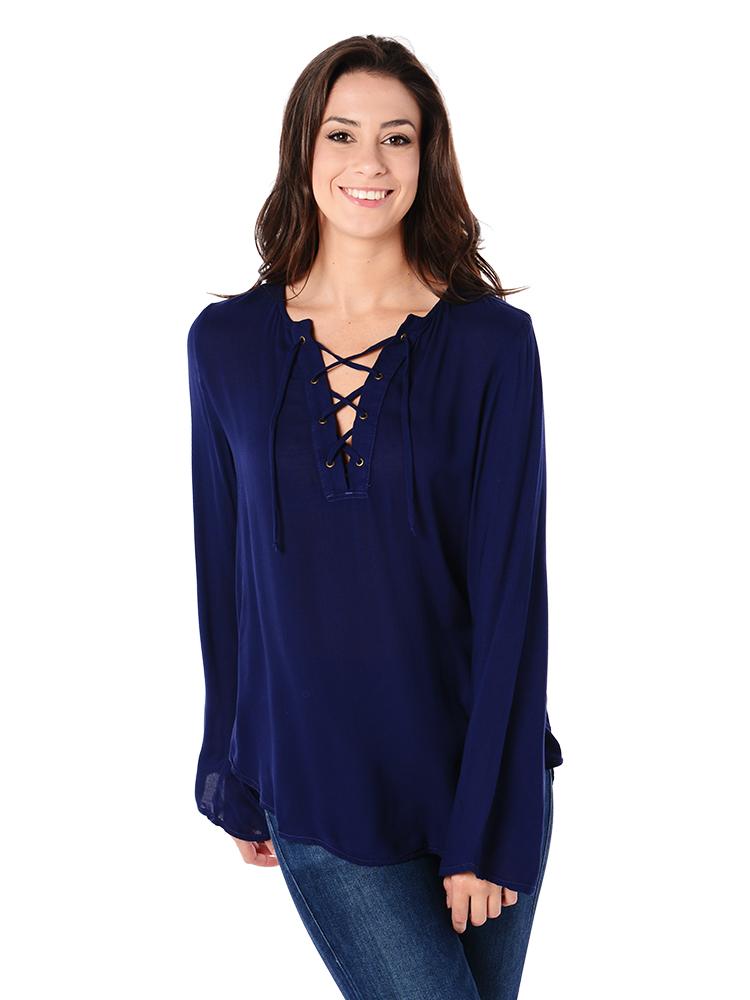Bella Dahl Bell Sleeve Lace-Up Top