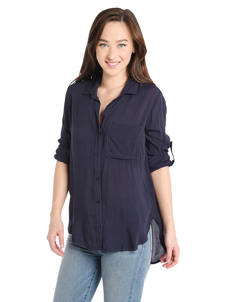 Bella Dahl Long Sleeve Shirt Tail Button Down Shirt - Saint Bernard