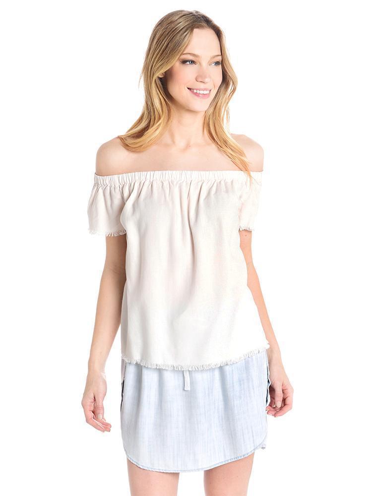Bella Dahl Frayed Hem Off The Shoulder Top - Saint Bernard