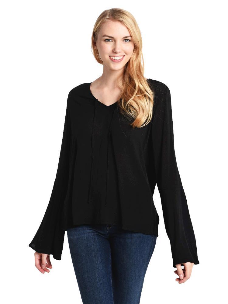 Bella Dahl Bell Sleeve V Neck Top - Saint Bernard