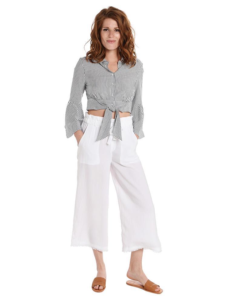 Bella Dahl Frayed Crop Wide Leg Pant - Saint Bernard