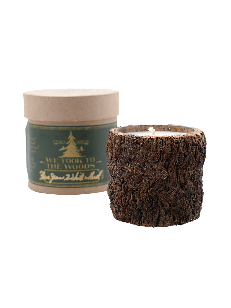 We Took To The Woods Bark Candle - Saint Bernard