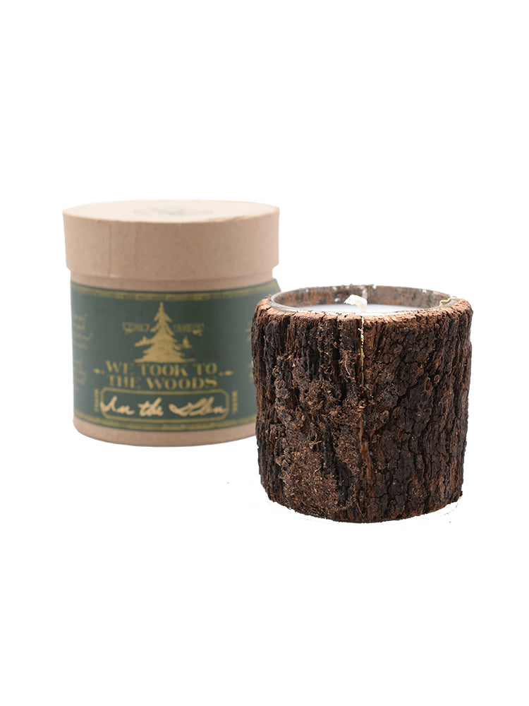 We Took To The Woods Bark Candle - Saint Bernard