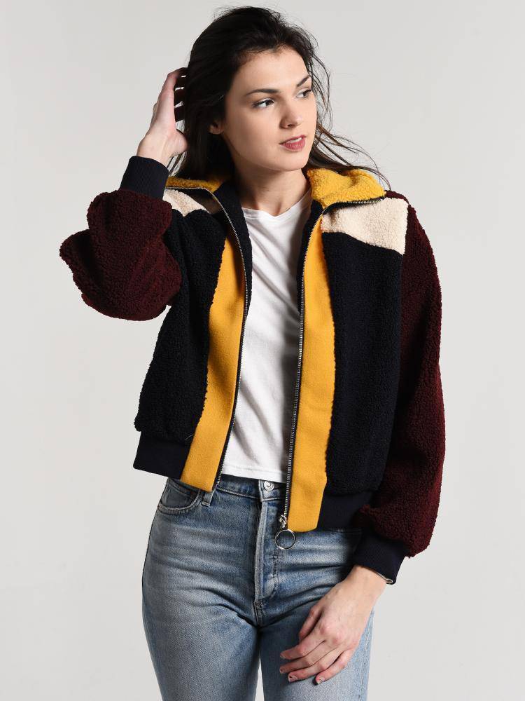 J.O.A Multi Contrast Teddybear Jacke - Saint Bernard