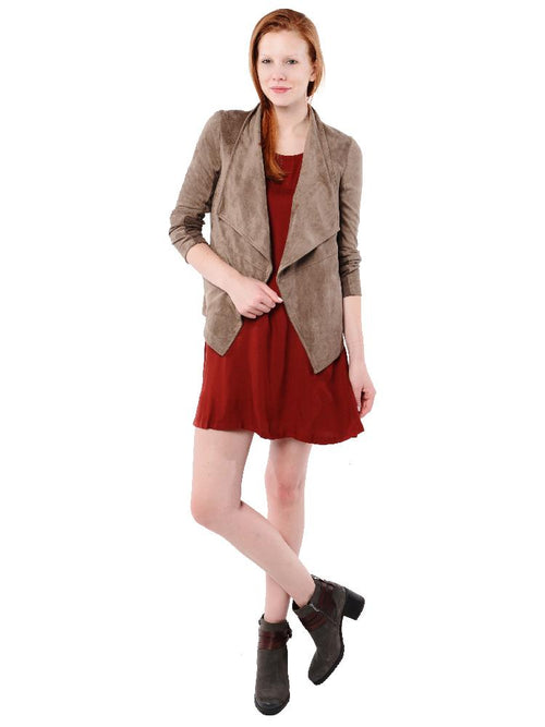 BB Dakota Nicholson Faux Suede Jacket with Rib Knit Undersleeves