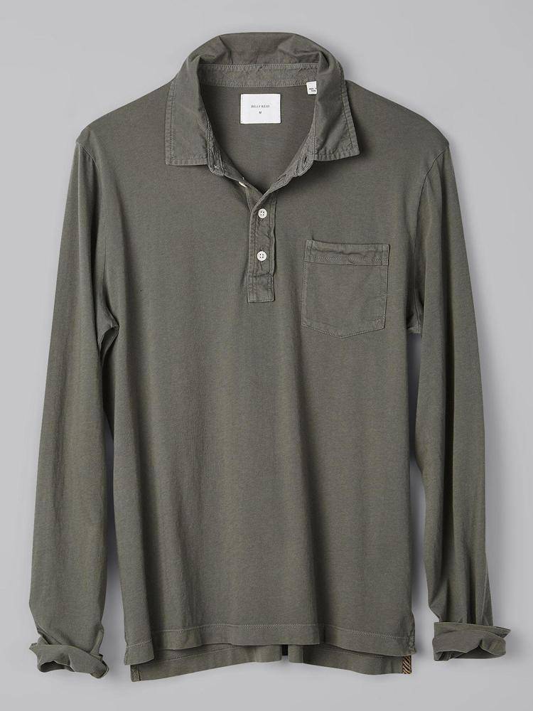 Billy Reid Long Sleeve Garment Dyed Pensacola Polo - Saint Bernard