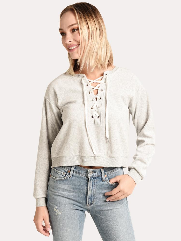 BB Dakota Tie It Together Lace Up Sweatshirt - Saint Bernard