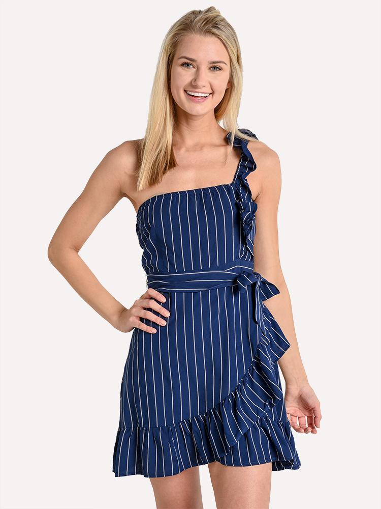 BB Dakota So One Sided Ruffle Dress - Saint Bernard
