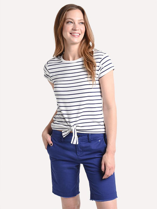 BB Dakota Stripes Ahoy Tie Front Top