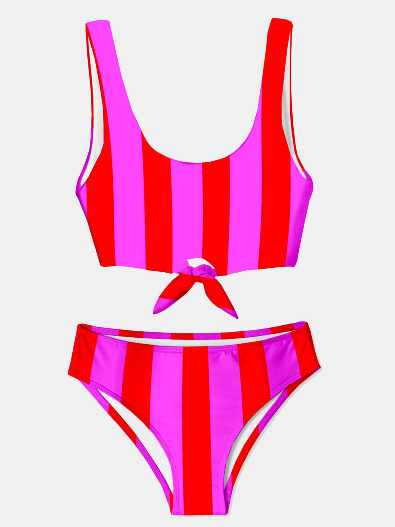 Stella Cove Girls' Candy Stripe Chest Tie Bikini - Saint Bernard