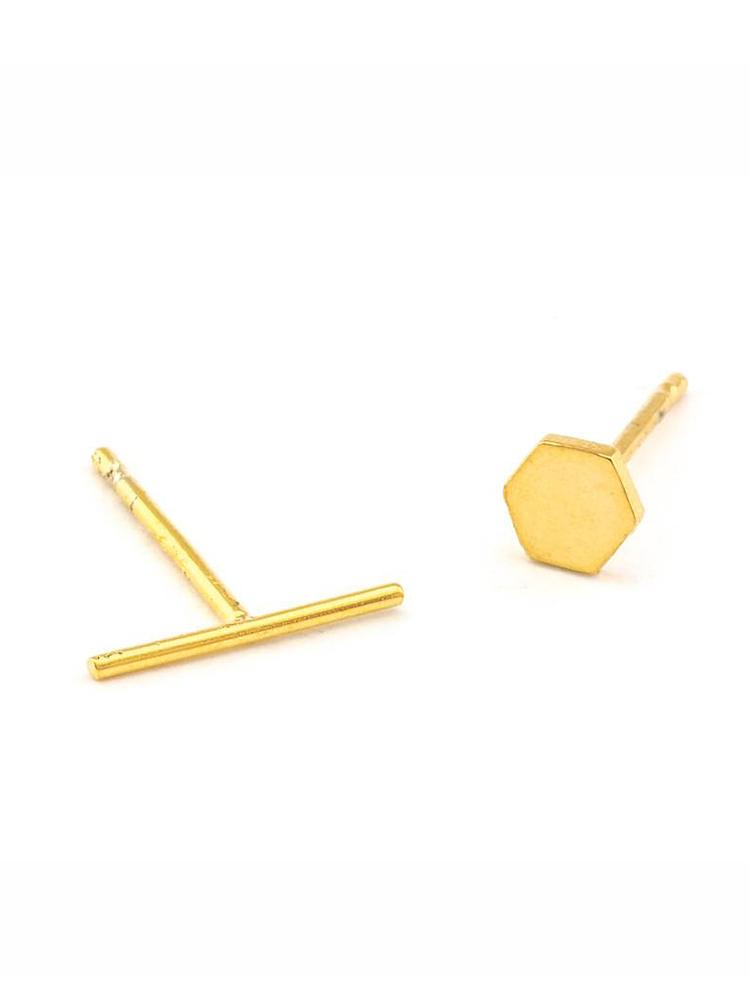 Tai Mismatched Hexagon Stick Studs - Saint Bernard